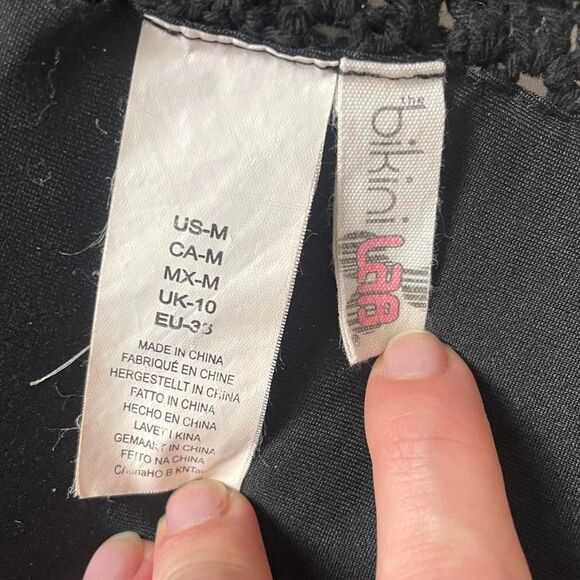 The Bikini Lab Black Crochet High Neck Halter Top Bikini Top Size Medium - Picture 7 of 8